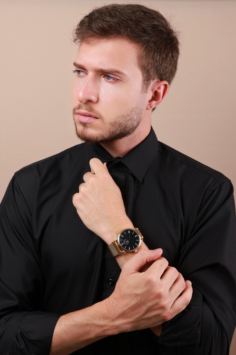 N6162 RELÓGIO UNISSEX MINIMALIST GOLD-BLACK - comprar online