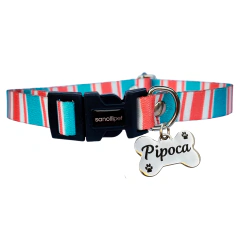 Coleira com placa de identificação para cachorro - CANDY