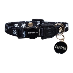 Coleira com Placa de Identificação para GATO - Preto mãozinha - comprar online