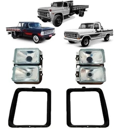 Kit Par Farol + Par Aro Farol F1000 F4000 F600 1972 Até 1992