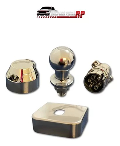 Kit Engate Cromado Esfera 50mm Capa 10cm + Tomadas 7 Polos