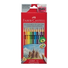 LAPICES COLORES FABER-CASTELL GRIP x12 + SACAPUNTAS