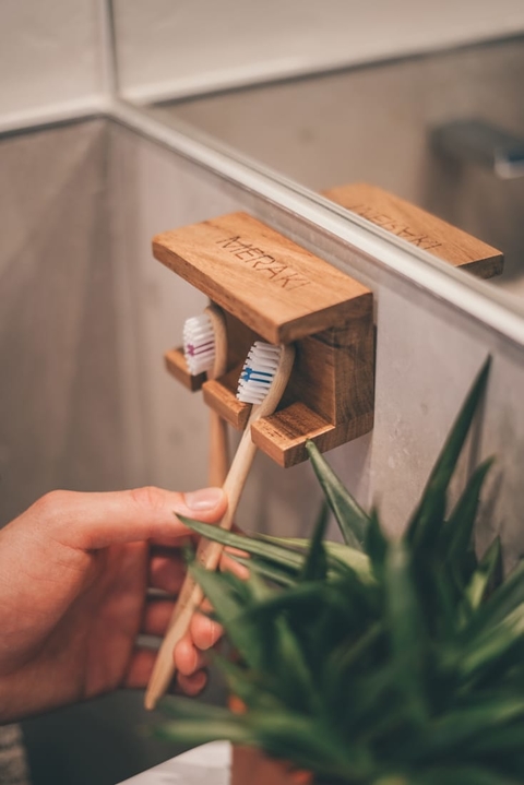 Eco Porta cepillo de dientes Pared para 2 Unidades