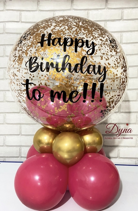 Arranjo de Balão Bubble Personalizado com Confetes