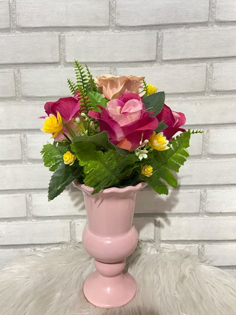 Vaso Cerâmica imperial com Rosas permanentes