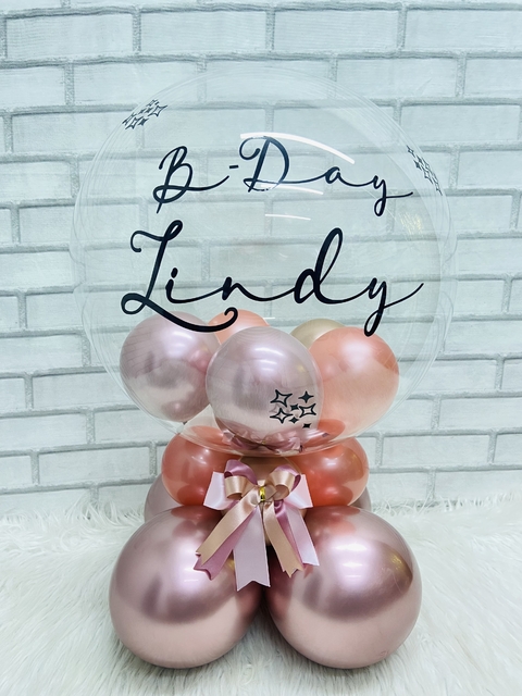 Arranjo de balões Buble com laço