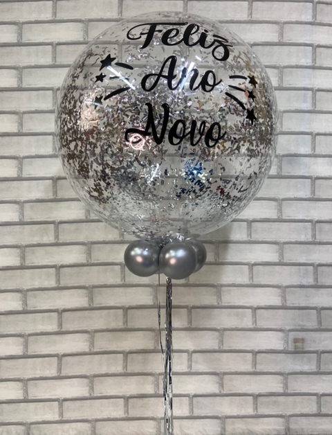 BALÃO BOLHA PERSONALIZADO COM FRANJINHA GÁS HÉLIO