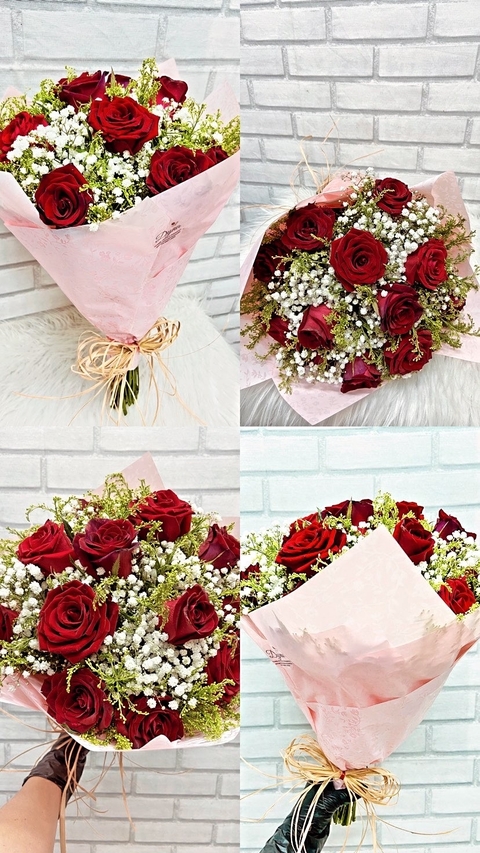 RAMALHETE COM 12 LINDAS ROSAS VERMELHAS
