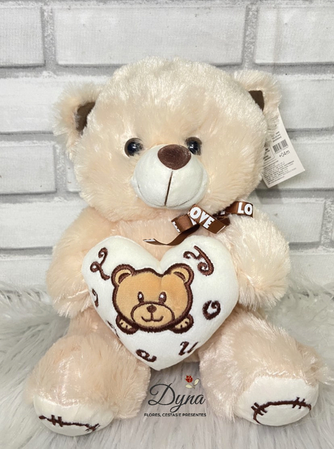 URSO LACINHO CREME CORAÇÃO "LOVE YOU" MEL TOYS