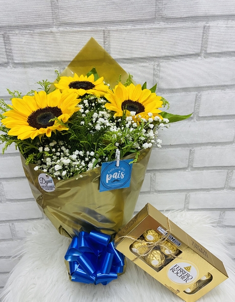 Ramalhete com Girassol e Ferrero Rocher T8