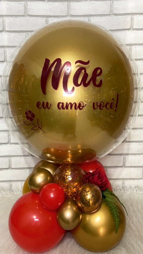 Arranjo de Balões Base orgânica com Rosa