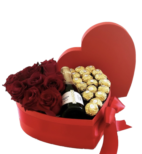 Box Red Flowers com chandon