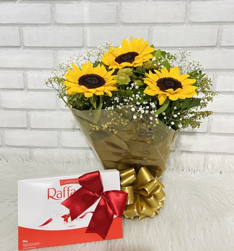 ARRANJO DE GIRASSOL COM RAFFAELLO