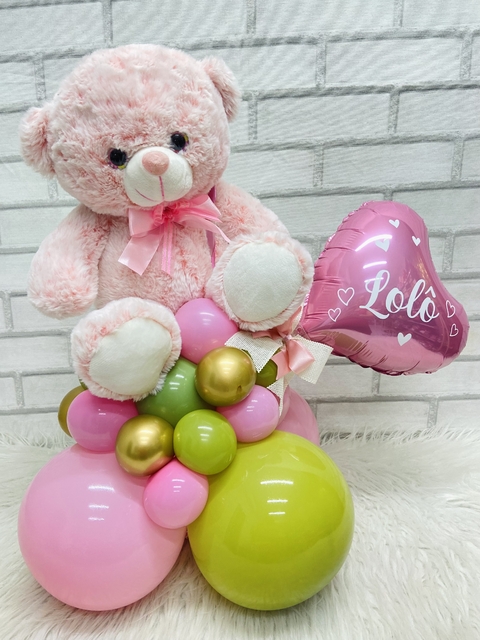 Arranjo de balões de maternidade ursinho Boas Vindas