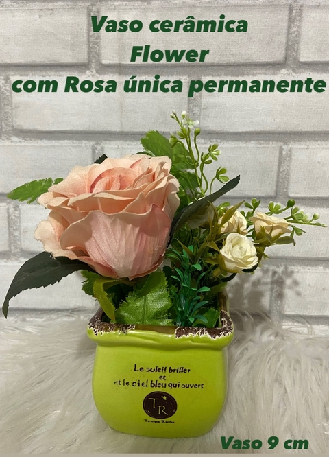Mini vasinho cerâmica com Rosa permanente