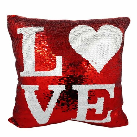 ALMOFADA PELÚCIA LOVE LANTEJOULAS