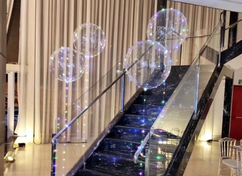 BALÃO BUBBLE BOLHA COM LED INFLADO NO GÁS HÉLIO UND