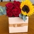 Box de Luxo quadrada com Rosas naturais e Girassol
