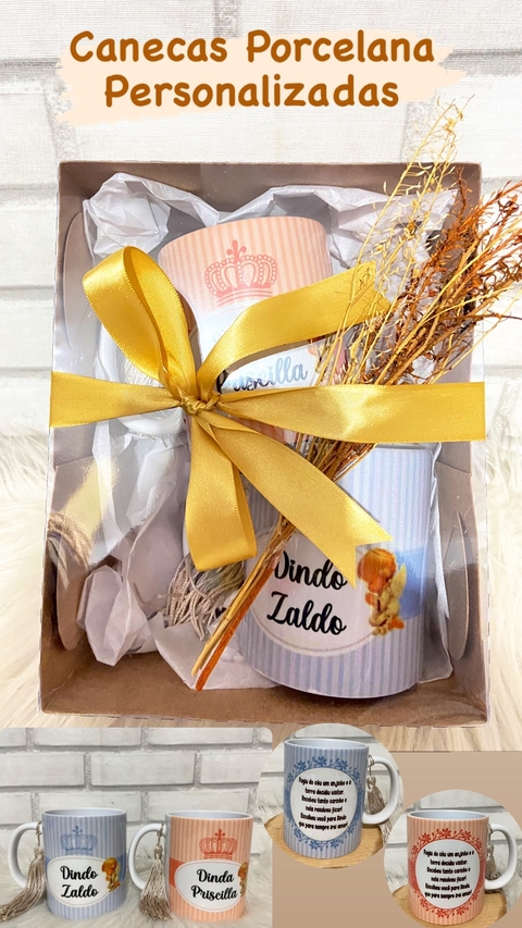 Kit com 2 canecas porcelana personalizadas