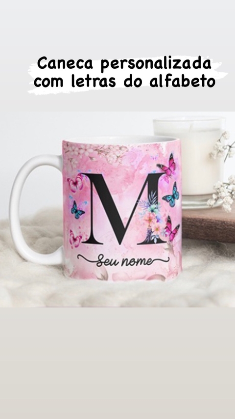 Canecas Personalizadas com Letras Alfabeto Borboleta Unidade
