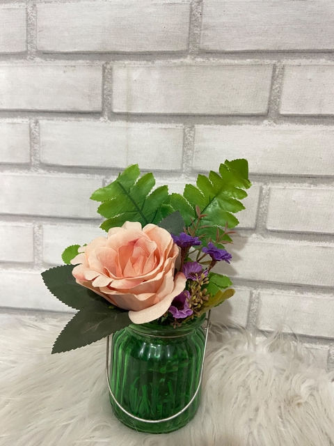 MINI VASINHO VIDRO COLOR COM ROSA PERMANENTE