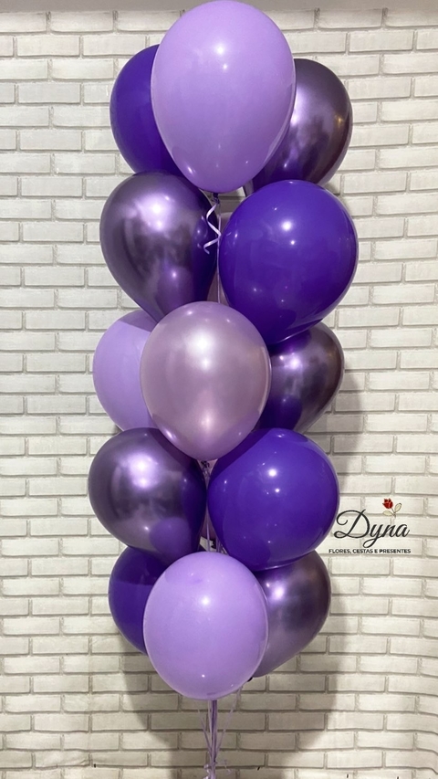 Arranjo de Balões com Gás Hélio Cacho com 15 balões
