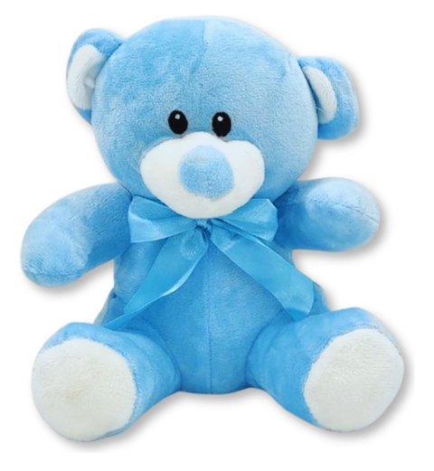 Urso Pelucia Fofo macio com Lacinho Antialergico 20cm Azul