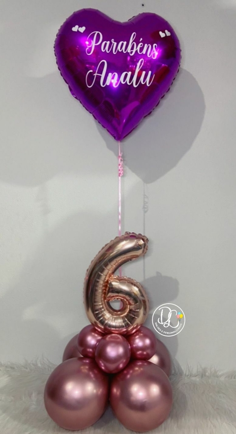 ARRANJO DE BALÕES NUMERAL + 1 PERSONALIZADO NO GÁS HÉLIO