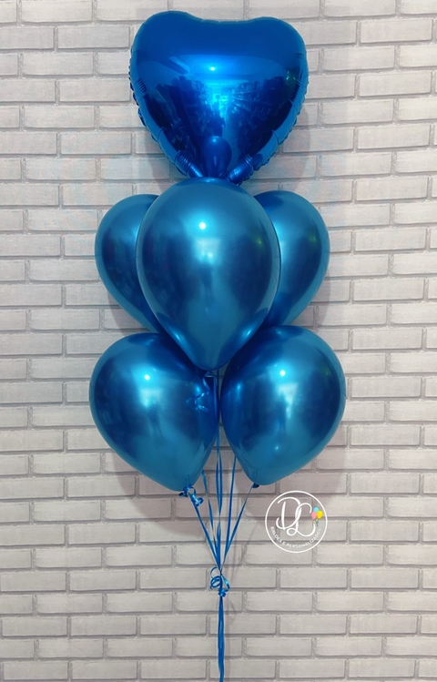 ARRANJO DE BALÕES GÁS HÉLIO 1 METAL+5 LATEX SEM PERSONALIZ