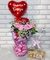 Combo Romântico Buquê com 5 Rosas naturais+Balão personalizado+Ferrero Rocher T8