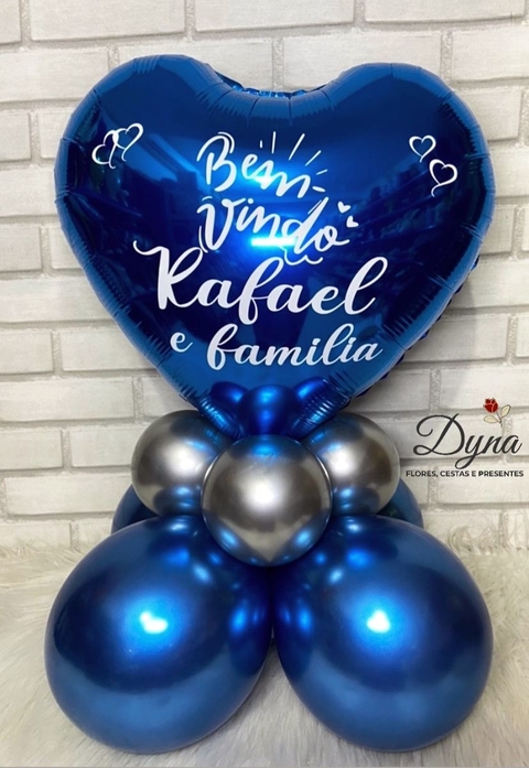 ARRANJO DE BALÕES DE MESA PERSONALIZADOS TOPO AZUL