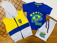 Conjunto Trio Moletom Brasil Azul