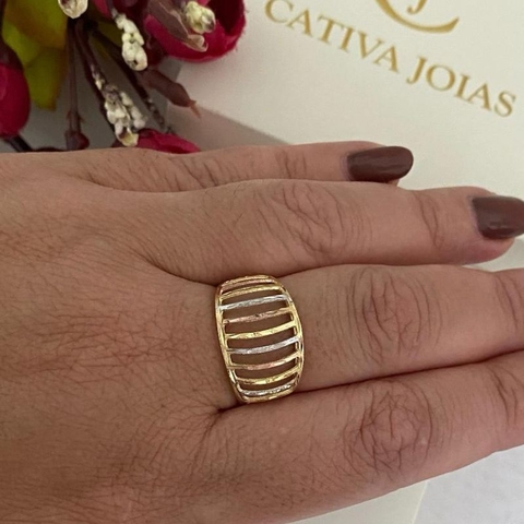 ANEL REPLICA RISCO FOLHEADO EM OURO 18K