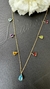 Colar ouro amarelo 7 pedras coloridas