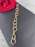 Pulseira ouro amarelo elo oval fio quadrado fecho boia