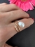 Anel ouro amarelo 3 aros pérola e diamante - comprar online