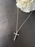 Colar ouro branco cruz 2,1cm altura com 22 diamantes 1,5mm