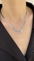 Colar ouro branco elos retos com elo central com 20 diamantes 1,3mm - loja online