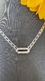 Colar ouro branco elos retos com elo central com 20 diamantes 1,3mm na internet