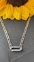 Colar ouro branco elos retos com elo central com 20 diamantes 1,3mm - comprar online