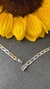 Colar ouro branco elos retos com elo central com 20 diamantes 1,3mm - Lavoro Joias