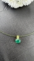 Colar ouro amarelo fio de aço verde com pingente peridoto gota 3x5 e ágata verde oval 5x7 - comprar online