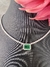 Colar ouro branco riviera diamantes 2mm e esmeralda retangular 7x10mm com caixa com diamantes 1,3mm - comprar online
