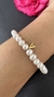 Pulseira ouro amarelo pérolas biwa 6,5mm com 1 inicial personalizável 6,5mm na internet