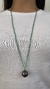 Colar ouro amarelo fio ônix verde 2,2mm com esmeralda quadrada 4mm e pérola negra 16mm - Lavoro Joias