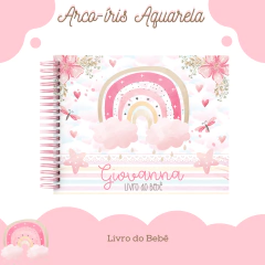 Kit Livro do Bebê / Caderneta Vacina + porta documentos - Tema Arco Iris Menina