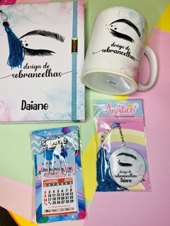 Imagem do Kit Agenda Personalizada + Caneca + Chaveiro espelho personalizado - Design de Sobrancelhas