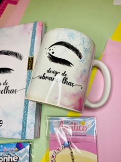 Kit Agenda Personalizada + Caneca + Chaveiro espelho personalizado - Design de Sobrancelhas