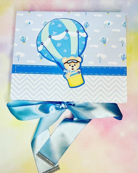 Caixa Convite Padrinho - Coleção Afeto - Urso Baloeiro