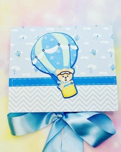 Caixa Convite Padrinho - Coleção Afeto - Urso Baloeiro - Analice Ateliê